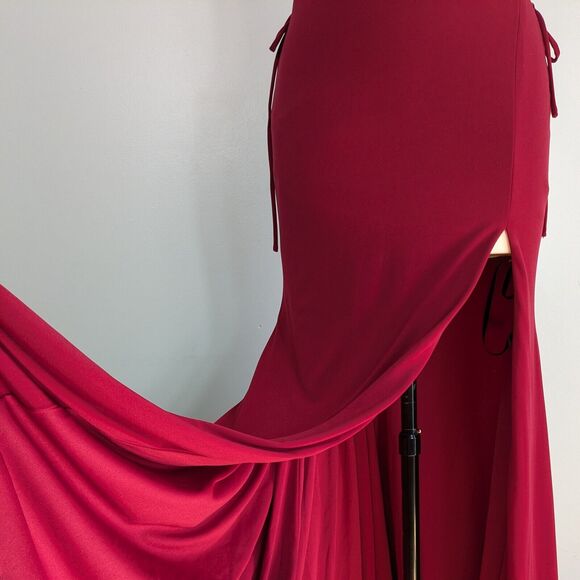 Y2K Jovani Prom Dress Maxi Gown 4 Red Corset Mermaid Lace Up Vamp Glam Drama - Picture 4 of 13